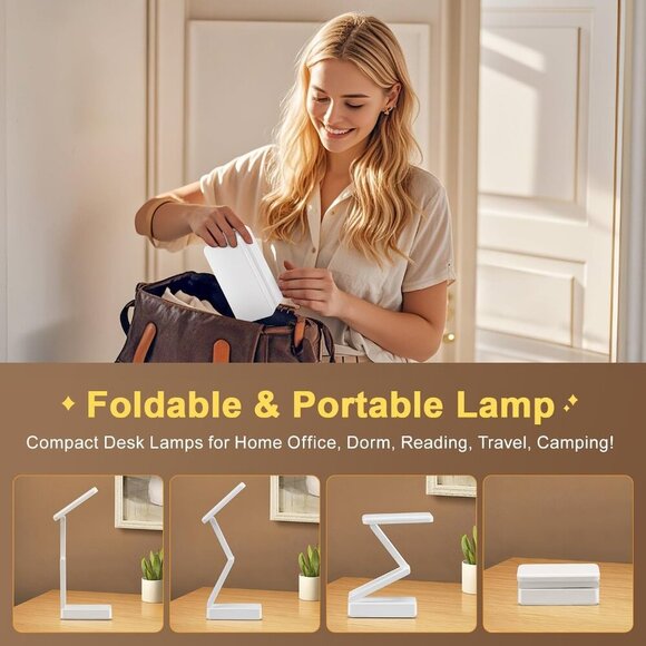 Desk Lamps for Home Office, 3600mAh Reading Light Mini Lamp, 3 Colors+Dimmable D - Picture 8 of 8